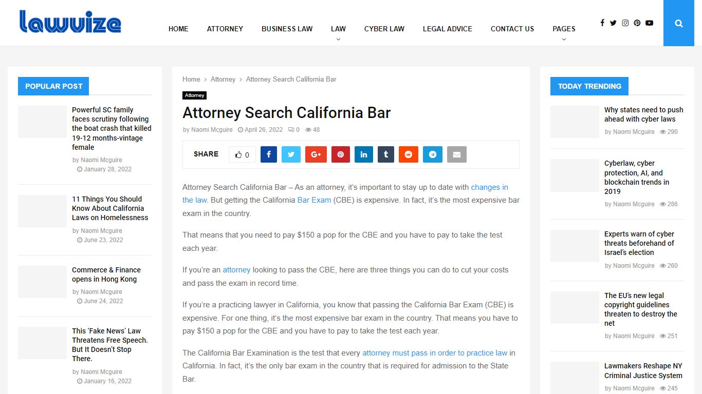 Attorney Search California Bar 2022 - Law Vize