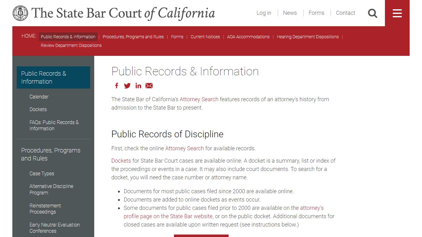 Public Records & Information - California